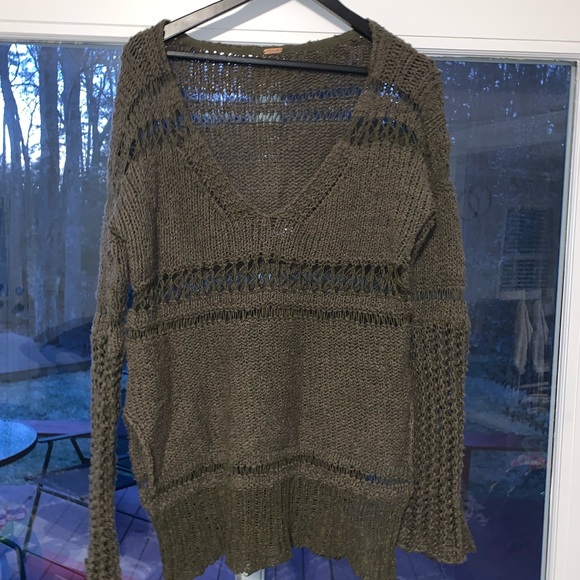 Olive Green Free People Sweater - Picture 1 of 2